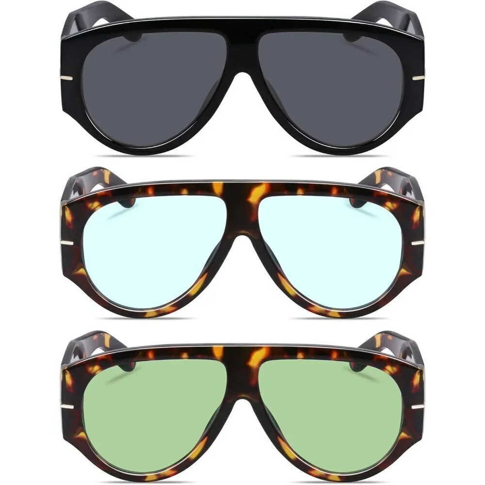 Oversized Retro Aviator Sunglasses Women Men Vintage Style Sun Glasses
